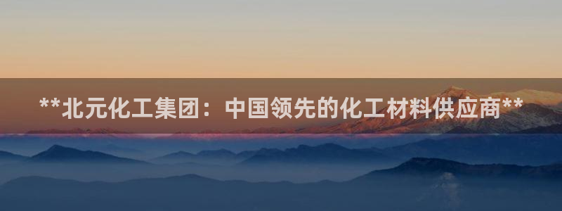 球盟会头号玩家是谁：**北元化工集团：中国领先的化工材料供应